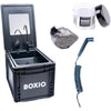 BOXIO - WASH Plus: Mobile Sink with Hand Pump, Shower Head, Mirror & Cleaning Beads - Van, Camping, Garden Sink with Tap, Plastic, Black