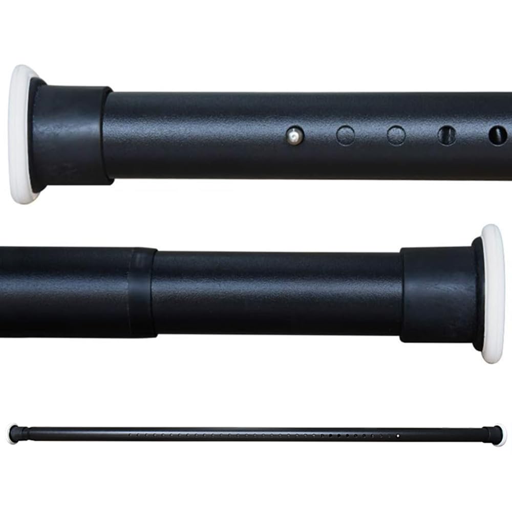 Extendable Shower Curtain Rod No Drilling Telescopic Curtain Poles Wardrobe Clothes Rail Carbon Steel 360-410CM Black Adjustable Spring Tension Rod