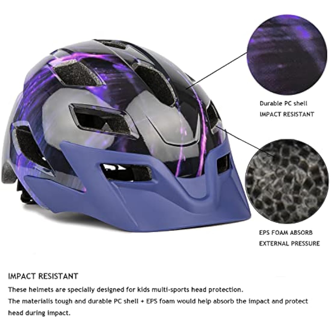 Kids Helmet, Exclusky Kids Bike Helmet Child Boys Girls Bike Helmet Age 5-13 Adjustable Bicycle Scooter Skating Cycle Helmet 50-57cm