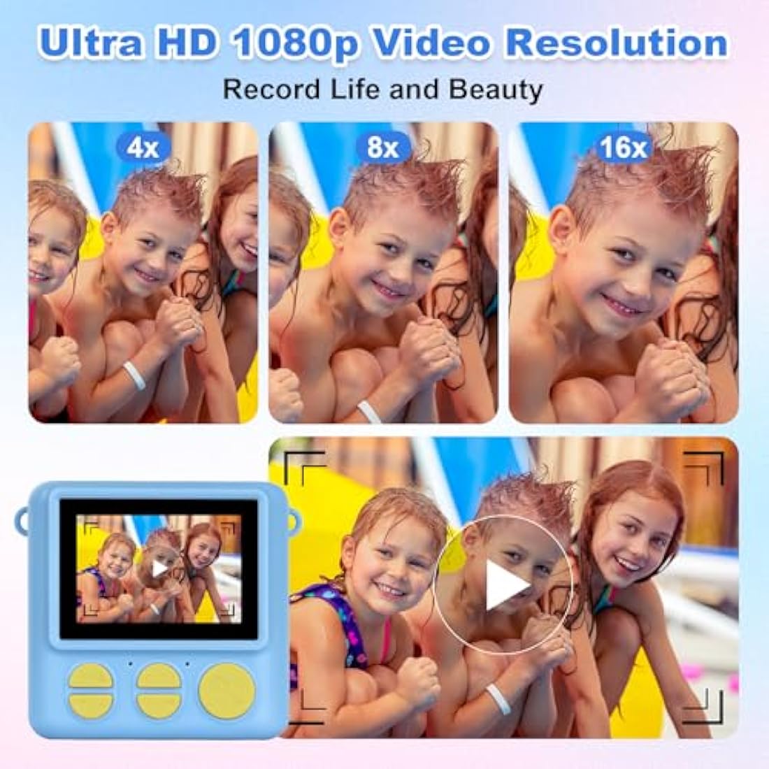 NICEWIN Kids Instant Camera for Girls and Boys, 1080P HD Digital Print Camera with Photo Paper, Fun Birthday Gift Toy for Children (Blue)