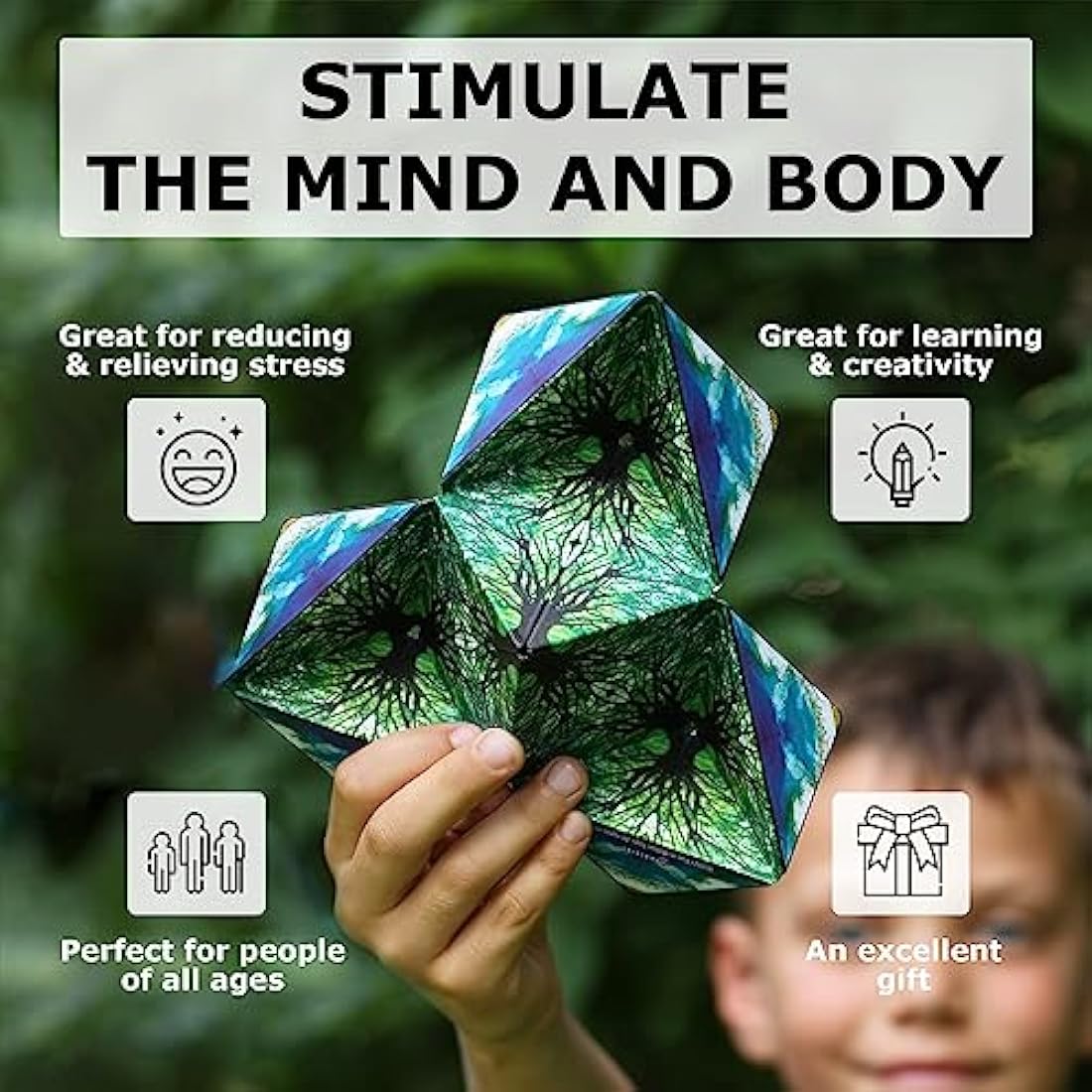 SHASHIBO Shape Shifting Box - Award-Winning, Patented Fidget Cube w/ 36 Rare Earth Magnets - Transforms Into Over 70 Shapes (Confetti- Artist Series)
