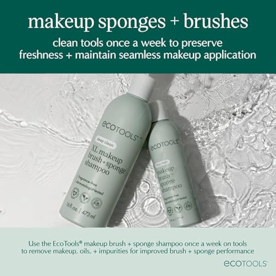 EcoTools Core Five Makeup Brush and Sponge Kit, For Eyeshadow, Blush, Bronzer, Eyeliner, & Foundation, Makeup Blending Sponge For Liquid & Cream Products, Vegan & Eco-Friendly Kit, 5 Piece Set