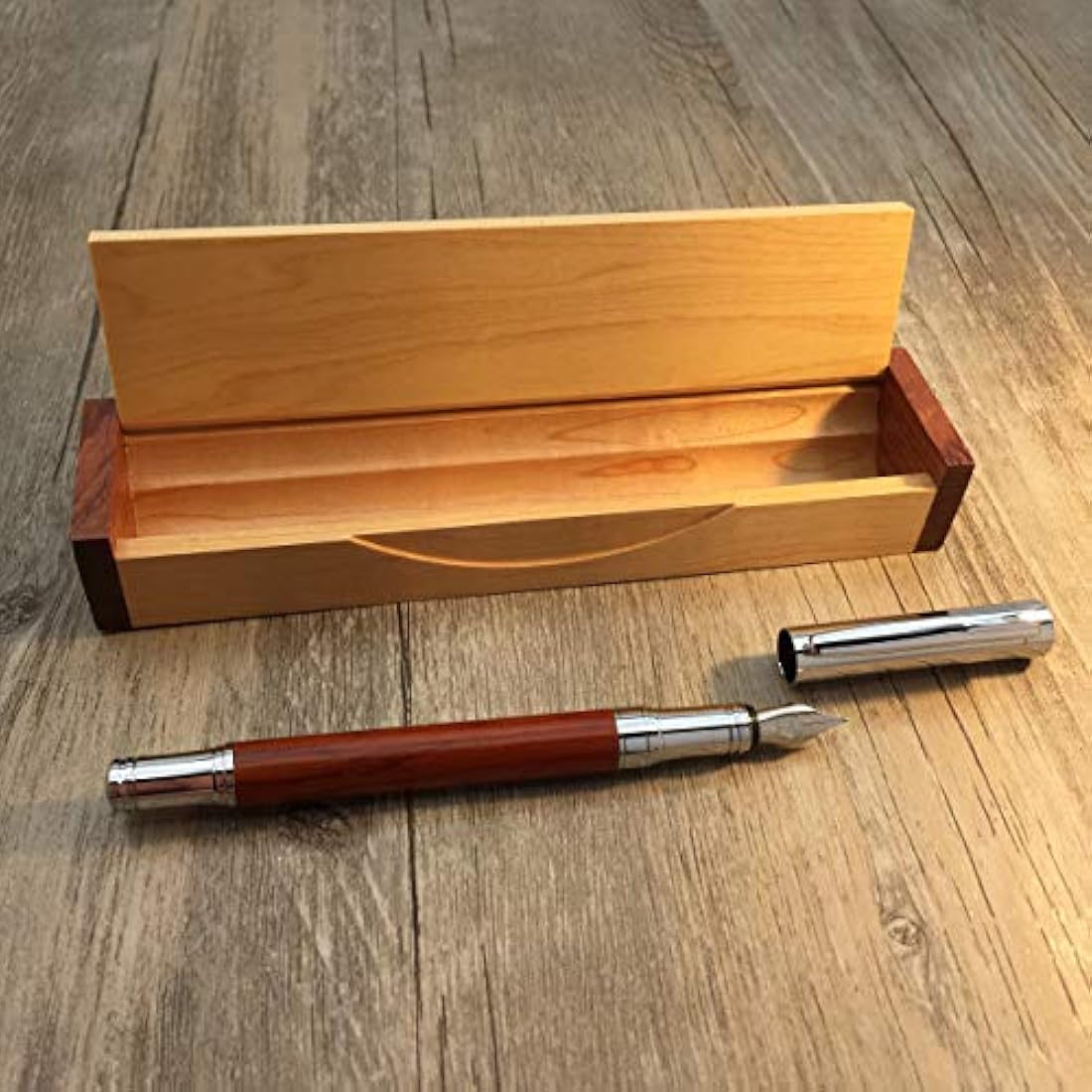 LACHIEVA Luxury Rosewood Fountain Pen with Elegant Wood Box Pack Germany Schmidt"FINE" Size Nib- Perfect for Gifts