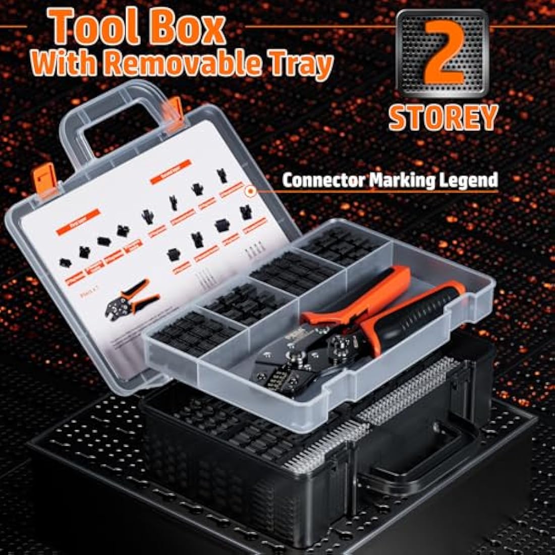 PEBA JST Crimping Tool 32-20AWG with 14 Types JST-SM 2.5mm Connectors Kit, Ratcheting Crimper 0.03-0.5mm² for 3.0mm, 2.54mm, 2.5mm, 2.0mm Pitch MolexTE, Dupont, JST Connectors, Open Barrel Terminals
