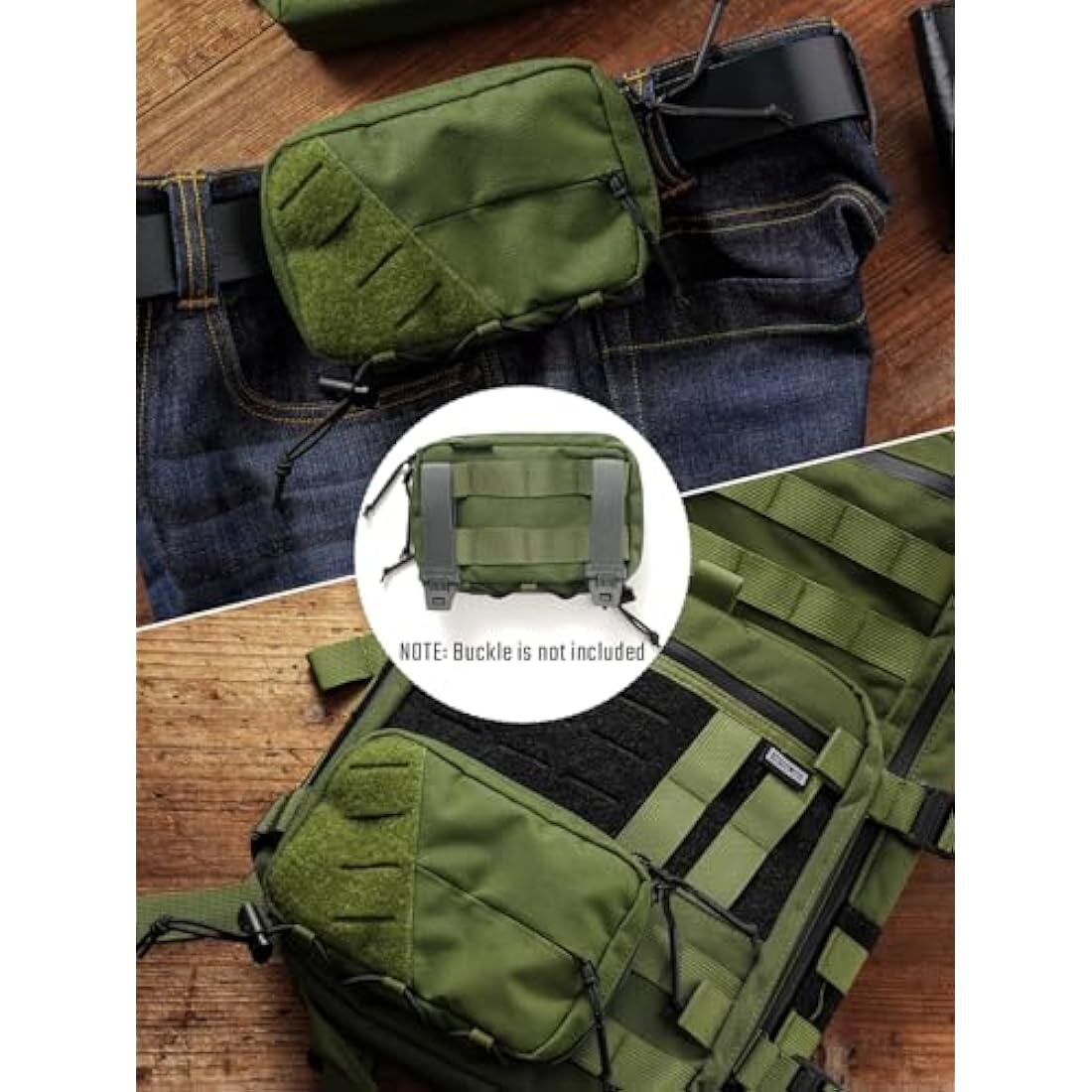 TACTICAL GEEK Block E4.0 EDC Compact Waist Pouch, Utility Pocket Organizer with Elastic Cord, Nylon Dual-Directional Zippers Tool Pouch, Multi-Purpose Small Gadget Organization for Daily Carry, Green