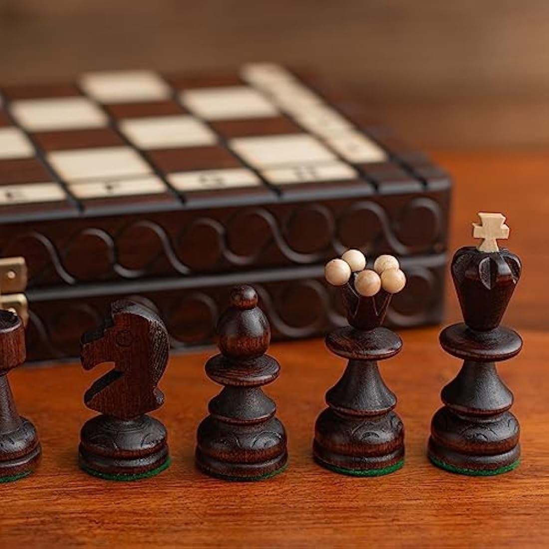 Master of Chess Wooden Chess Set with Pieces 35 cm / 14 in - Handcrafted Foldable and Small Chess Board Game for Adults and Kids