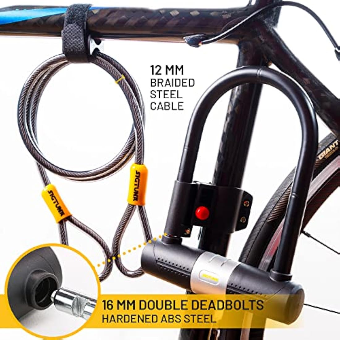SIGTUNA Bike Lock - Heavy Duty Bicycle U Lock Shackle and Mount Holder, for Road Bike, Electric Bike, Folding Bike, Mountain Bike