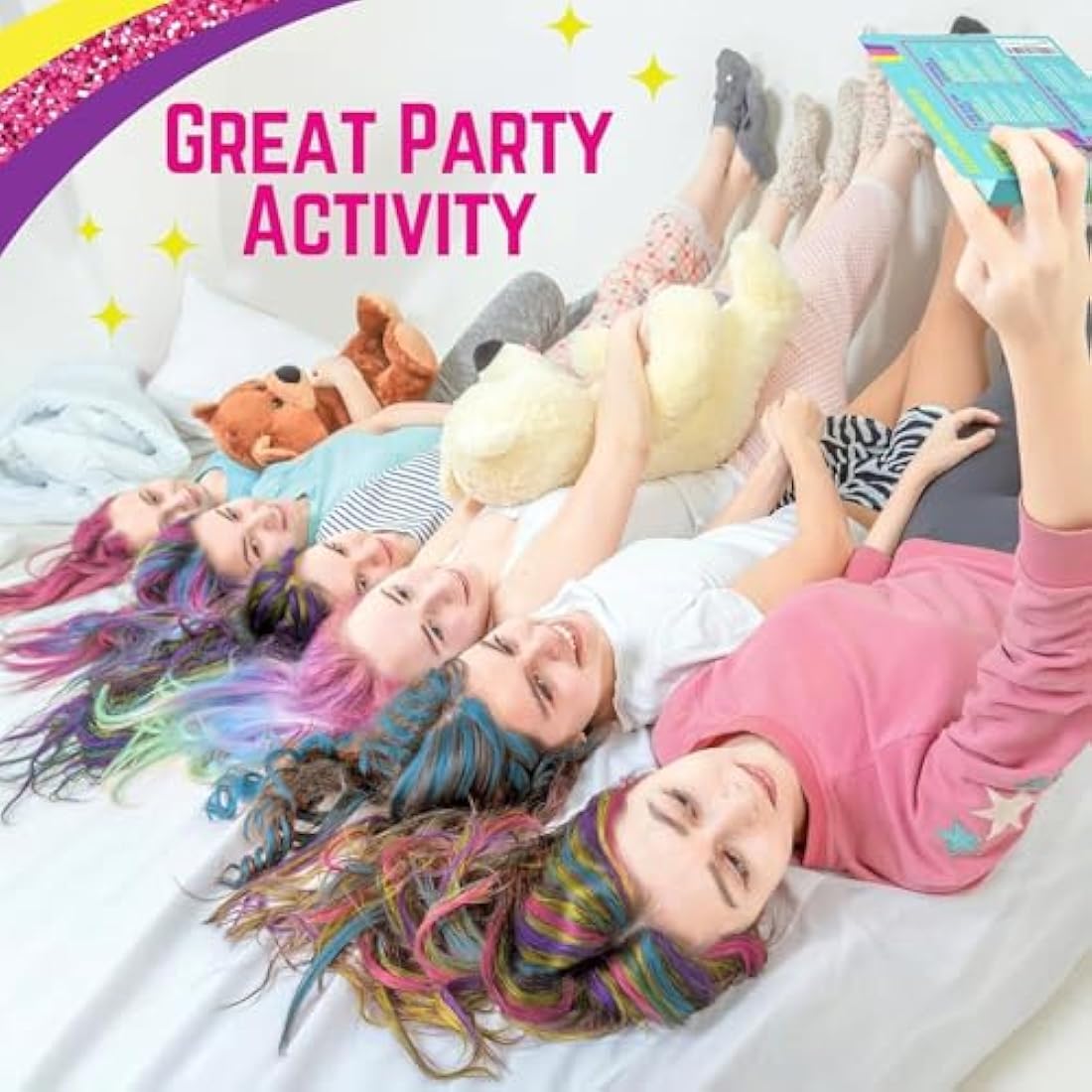 GirlZone Hair Chalks Set, 10-Piece Temporary Chalk Pens Kit, Easy to Apply and Remove Girls Hair Colour for Kids Dress Up Parties and Role Play, Gift-Ready Kids Hair Dye and Toys for Girls