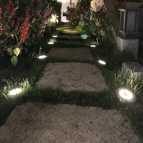 Bzavor Pack of 12 Solar Floor Lights Outdoor Garden 12 LEDs Solar Lights with Upgrade, Floor Light Solar Outdoor, Solar Panel Garden Light Solar Lamp