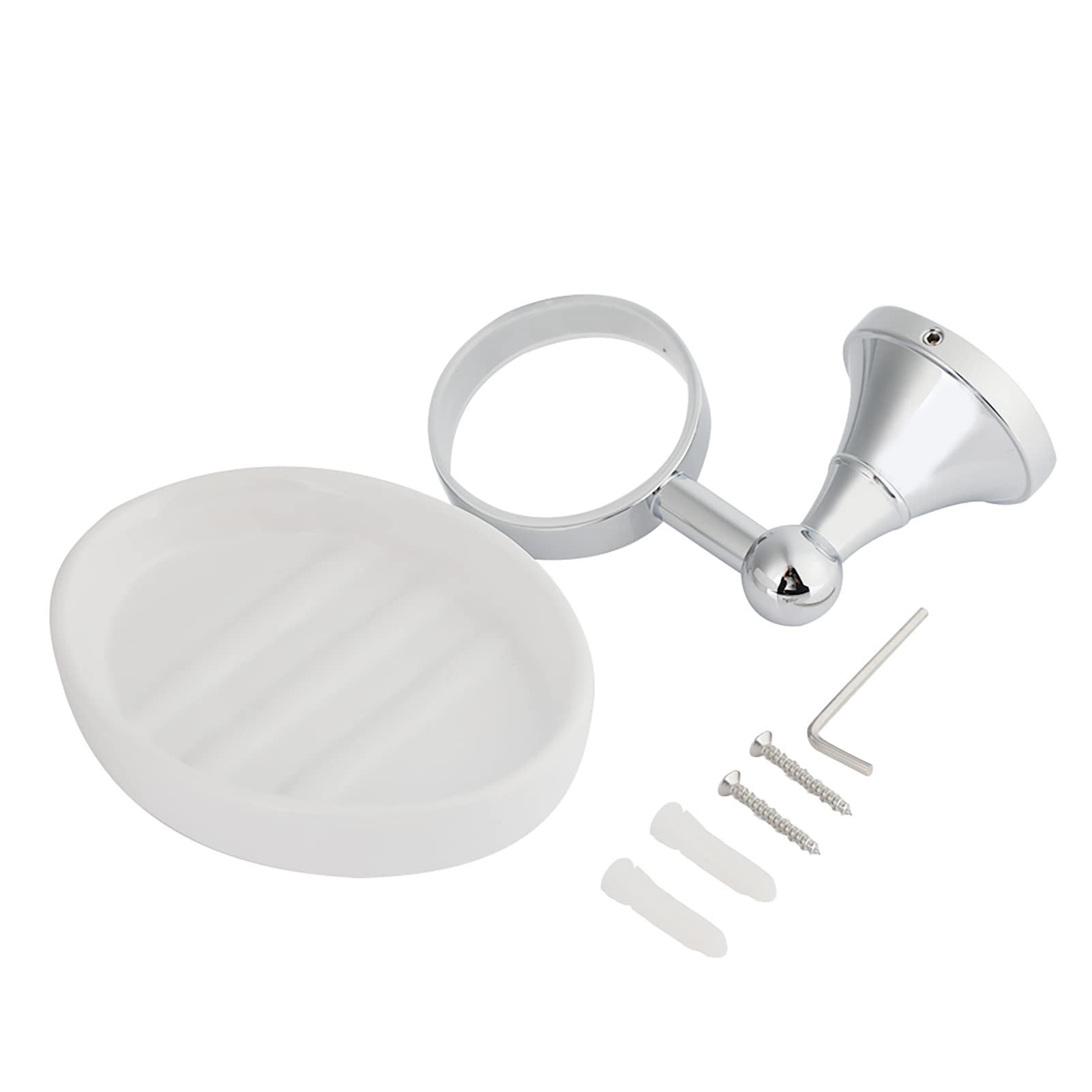Wall Mounted Soap Dispenser with Dish Holder for Bathroom Accessories Chrome Plated Corrosion Resistant Modern Round Design