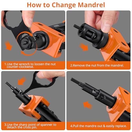 Proster 14" Rivet Nut Tool with 6PCS Metric Mandrels 150 PCS M3-M10 Heavy Duty RIV Nut Gun Set Thread Setter Kit with Carrying Case Orange