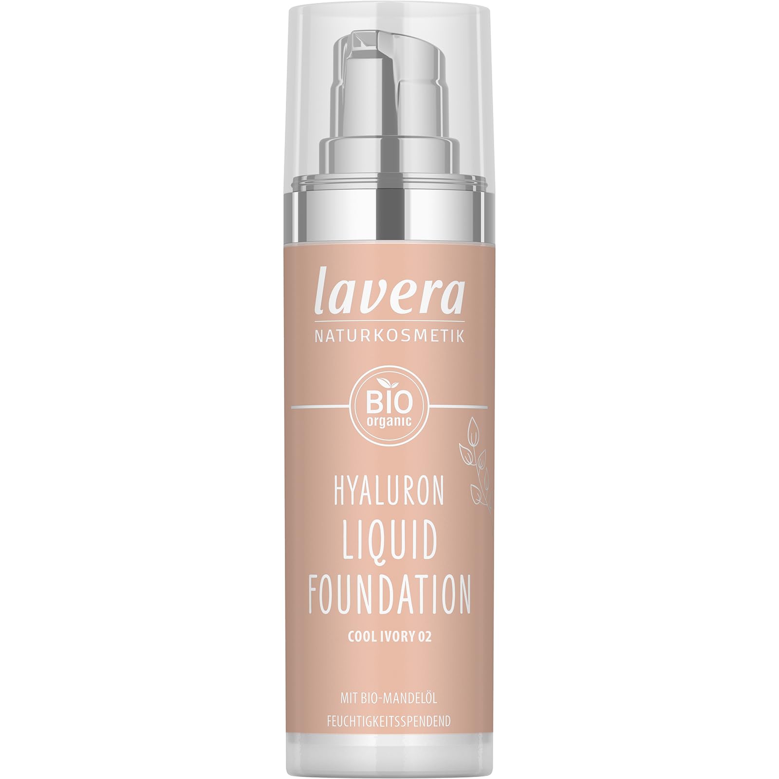 lavera Hyaluron Liquid Foundation - Cool Ivory 02 - natural cosmetics - Vegan - Silky, lightweight texture - free from mineraloil - Natural hyaluronic