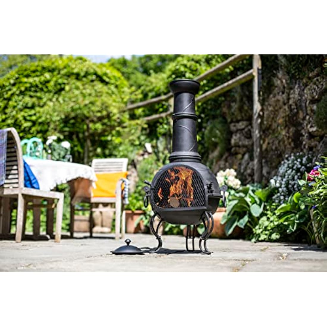 MURCIA LARGE STEEL CHIMENEA WITH GRILL
