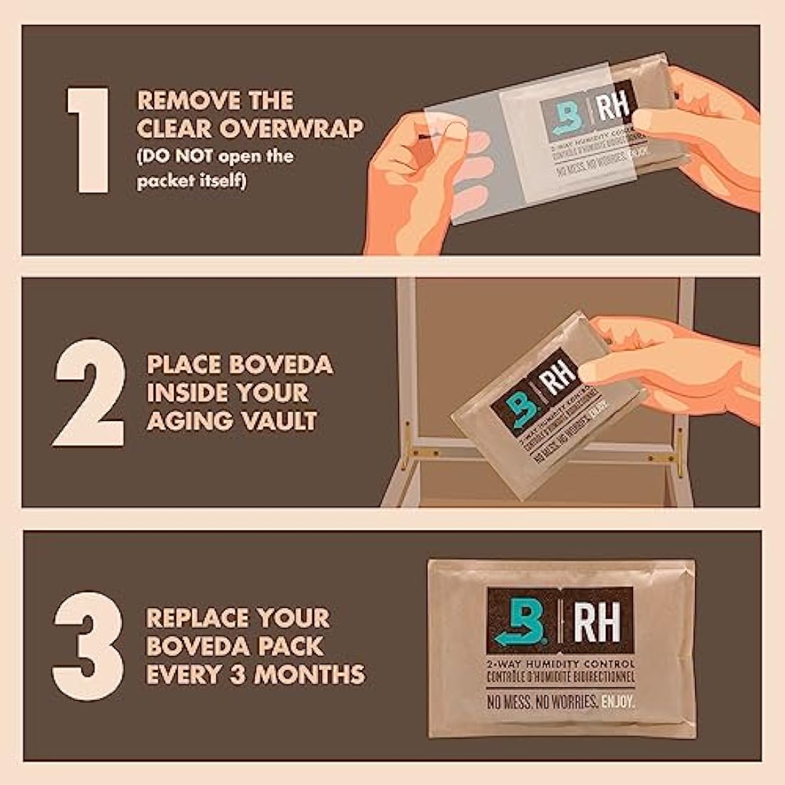Boveda 69% Two-Way Humidity Control Pack For Large Wood Humidifier Boxes & Plastic or Electric Coolers – Size 320– Single – Moisture Absorber – Humidifier Pack – Individually Wrapped Hydration Packet