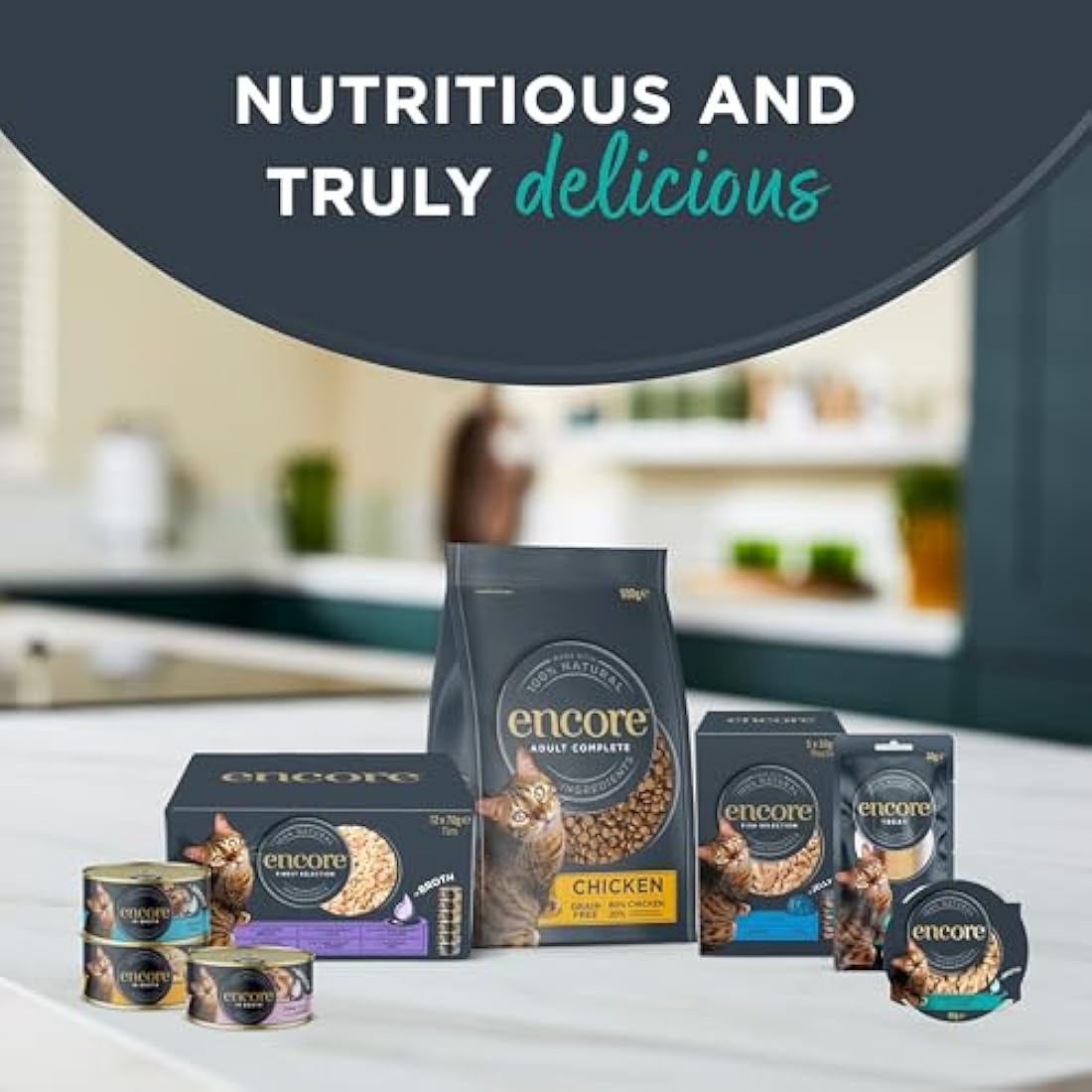 Encore 100 Percent Natural Wet Cat Food, Sardines with Tuna in Broth, 70g Tin (Pack of 16 Tins)