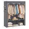 SONGMICS Clothes Wardrobe, Portable Closet with Cover, 130 x 45 x 167 cm, 3 Hanging Rails, Shelves, 4 Side Pockets, Large Capacity for Bedroom, Living