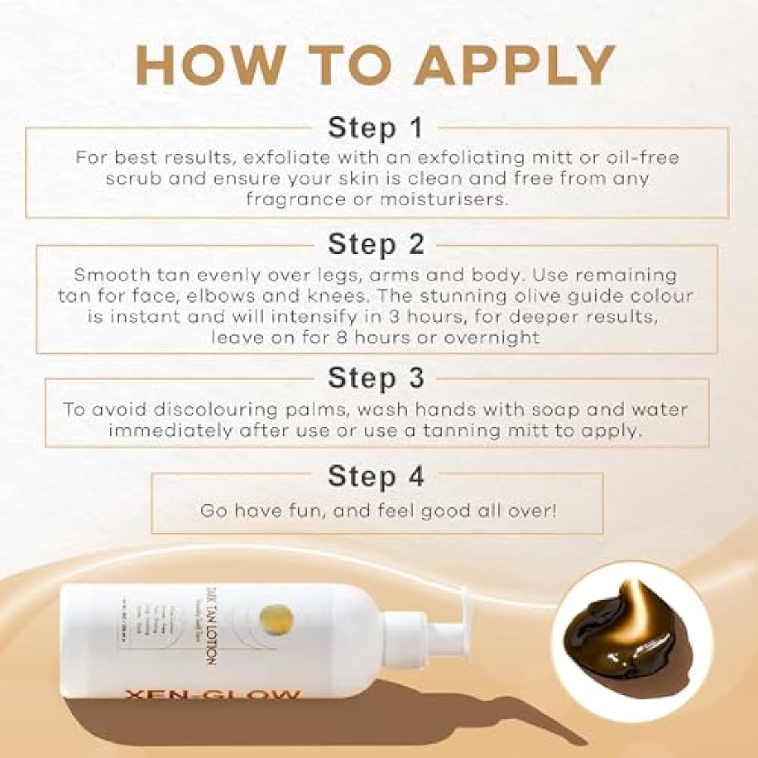 XEN-GLOW Dark Self Tanning Lotion - Hydrating Olive Self Tan for Face & Body – Fast drying Dark Fake Tan Lotion with Vitamin C, Vitamin E, & Aloe Extract, Long lasting & Streak free Application, 236ml