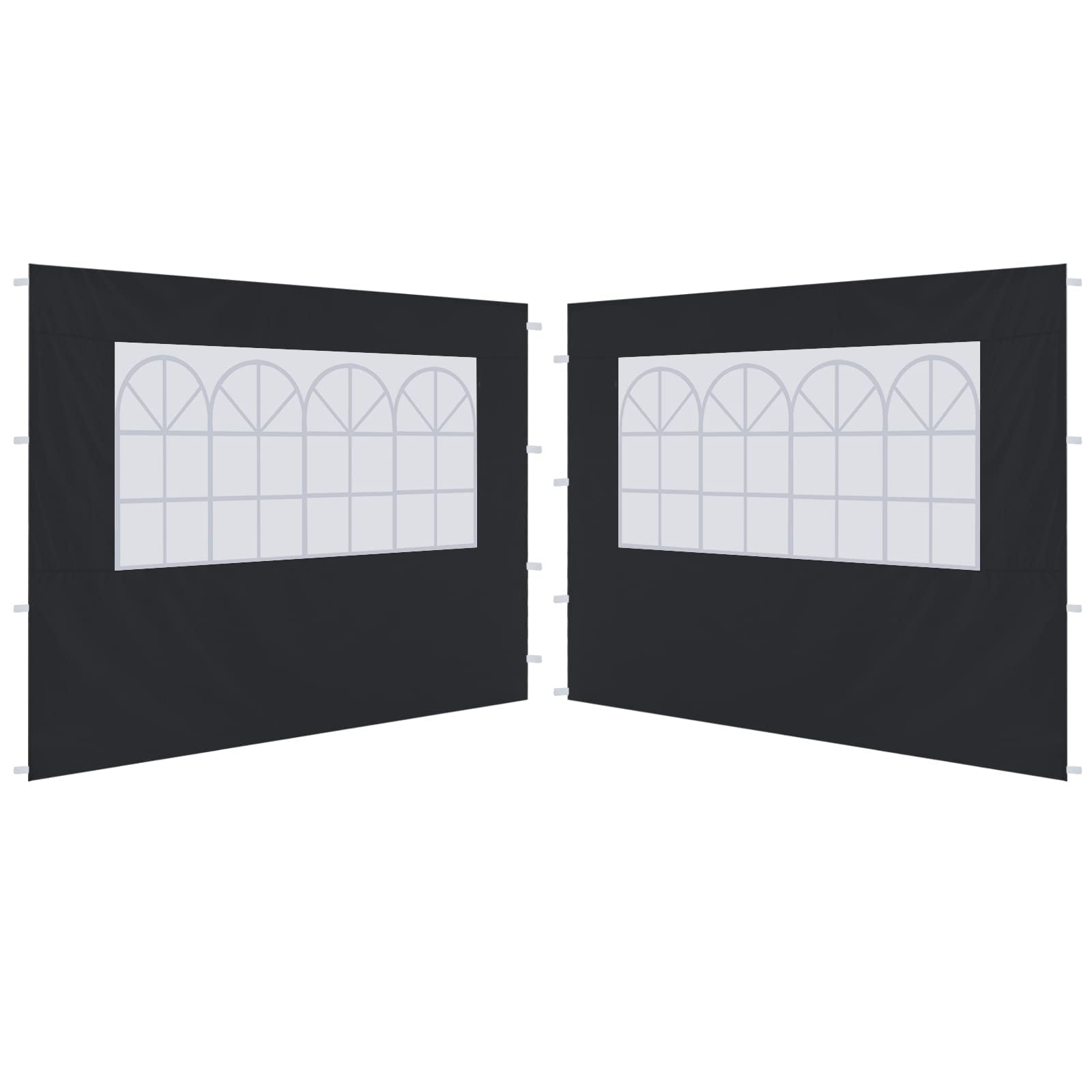 ABCCANOPY 2 Pack of 3M Gazebo Marquee Replacement Exchangeable Side Panel Wall Panels Walls,Black