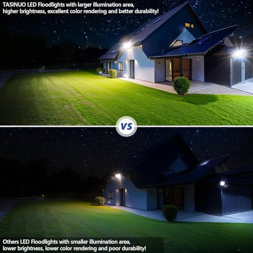 TASINUO 200W LED Floodlight Outdoor, 20000LM Outdoor Security Lights, IP67 Waterproof LED Spot Lights 7000K Daylight LED Flood Lights for Garden, Yard, Garages, Warehouse, Patio, Billboard