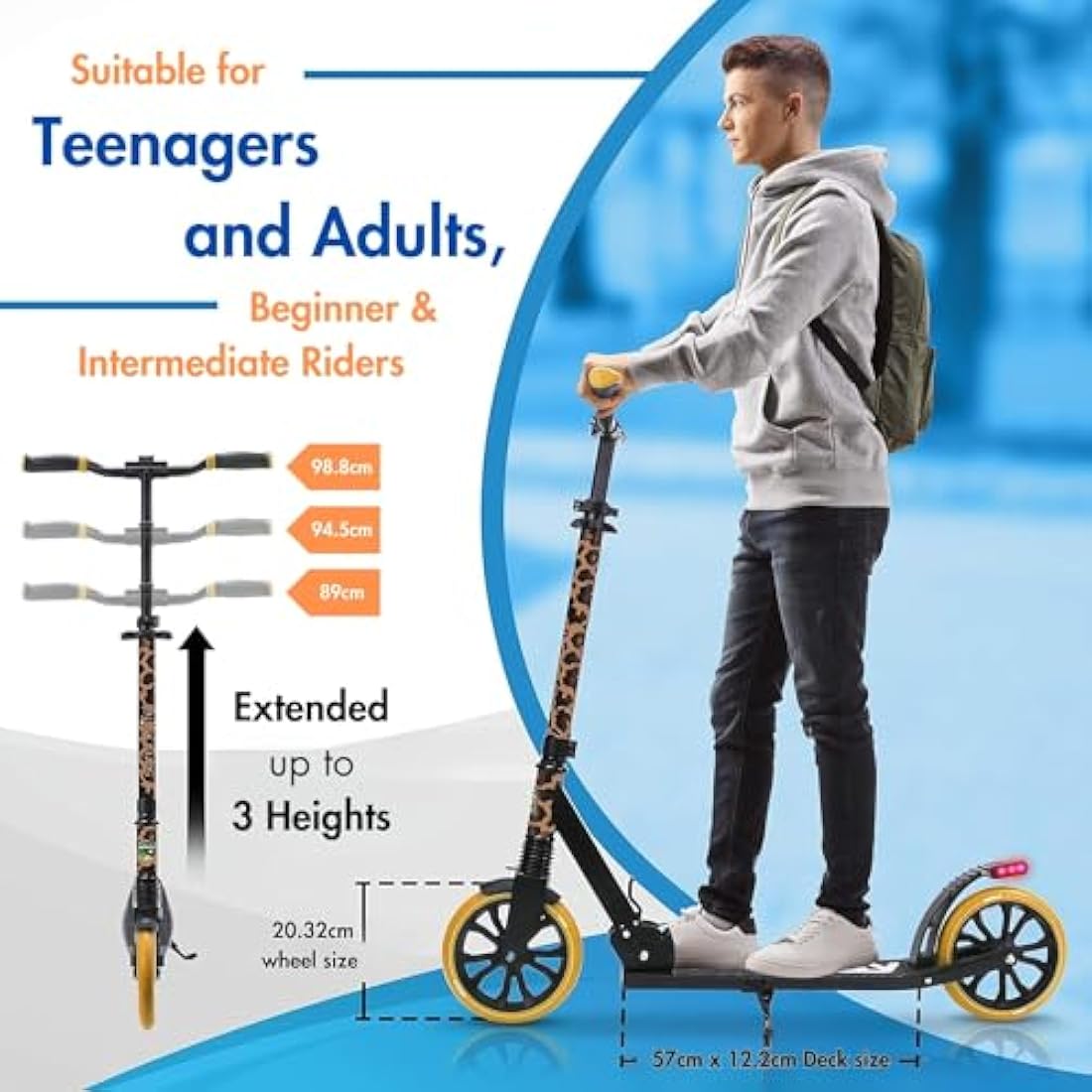 SereneLife, Kick Scooters, Scooter, Kids Scooters, Scooter for Kids Ages 8-12, Girls Scooter, Boys Scooter, Stunt Scooters for Teenagers 11-15, Folding Kick Scooter, Adult Scooters with Big Wheels