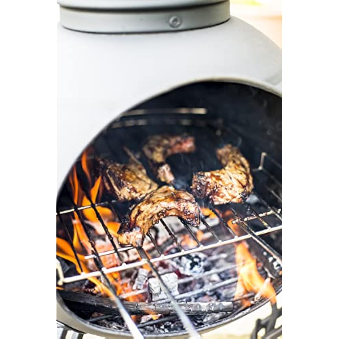 MURCIA LARGE STEEL CHIMENEA WITH GRILL
