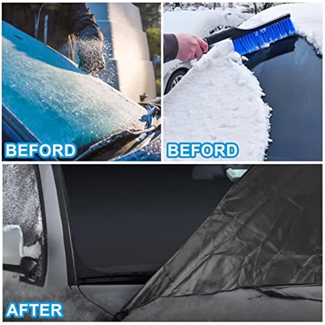 CICMOD Windscreen Cover Front Window Sunshade Frost Snow Screen Wrap Cover for VW T5 Van - Black