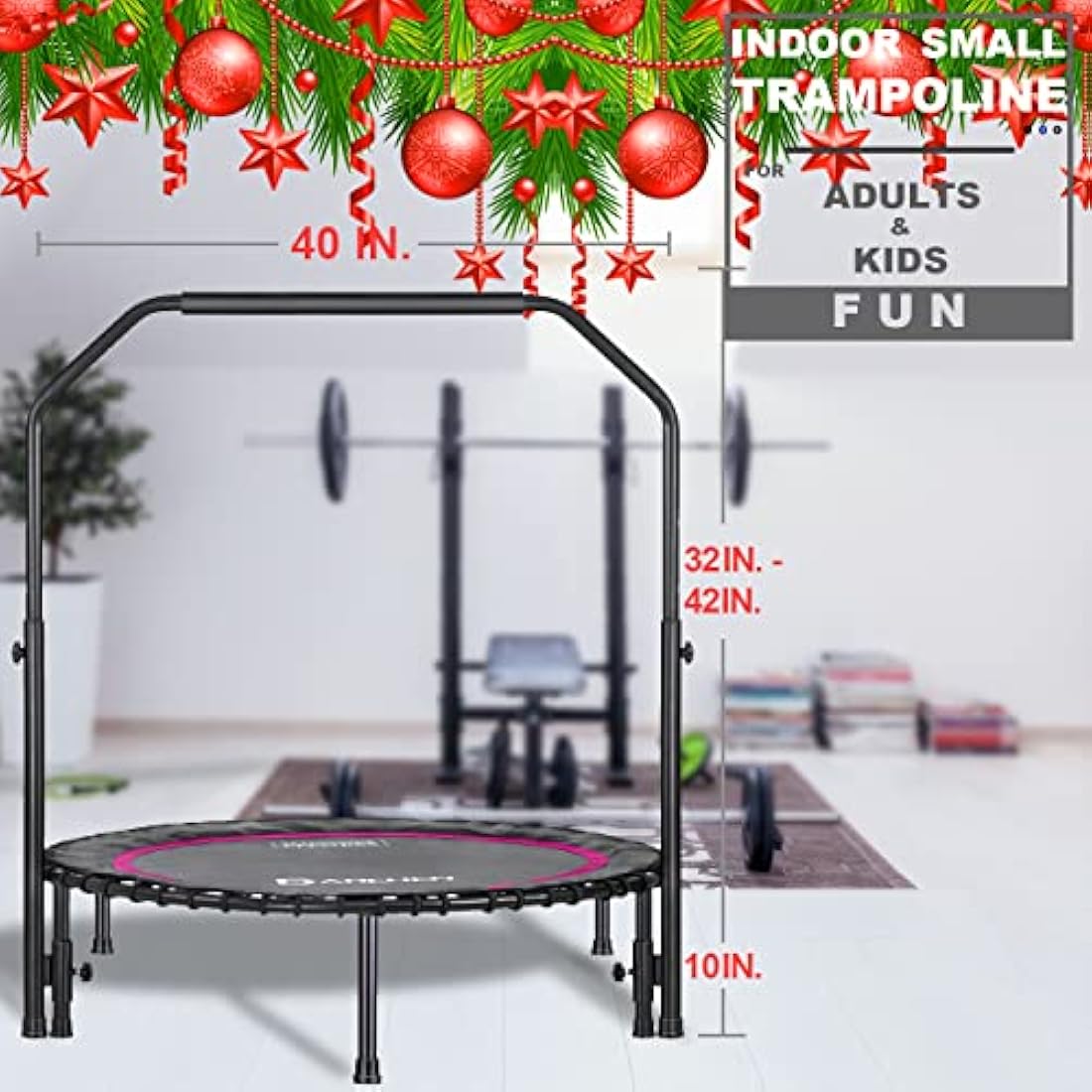 Darchen 200 KG Rebounder Mini Trampoline for Adults, Indoor Small Rebounder Exercise Trampoline for Workout Fitness for Quiet and Safely Cushioned Bounce Adults Kids [100 CM]