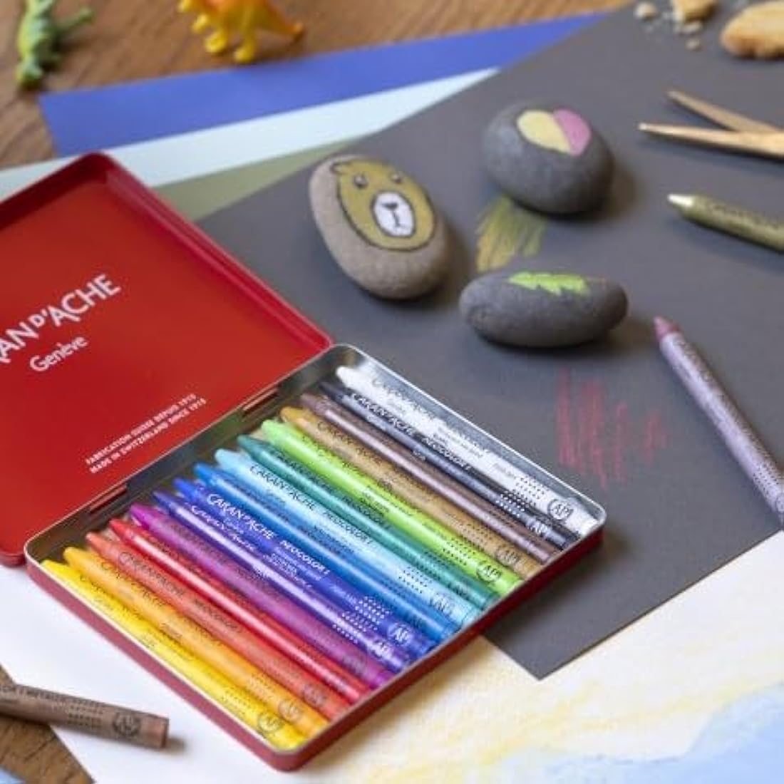 Caran Dache Metal tin with 15 Assorted Colours