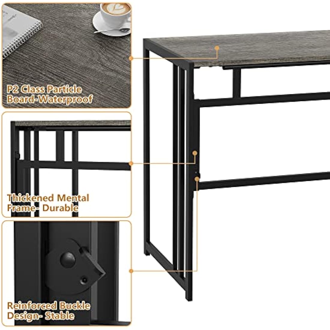 Ulifance Folding Computer Desk for Home Office No-Assembly Writing Desk (Black Oak)