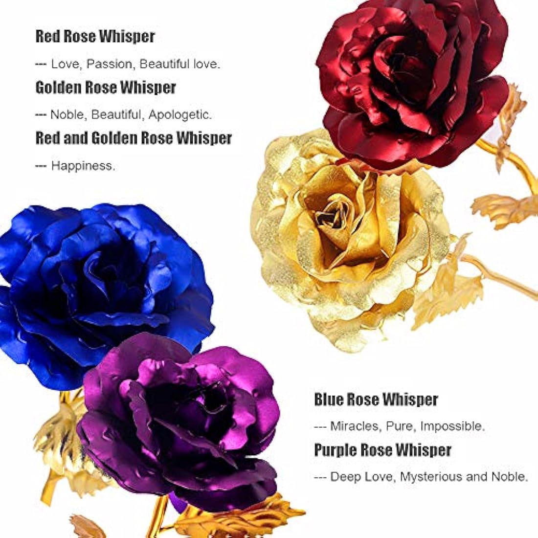 TINYOUTH 24K Blue Rose Forever Rose, Gold Plated Rose Flower with Stand for Friends, Valentine's Day, Mother's Day, Thanksgiving, Birthday, Christmas
