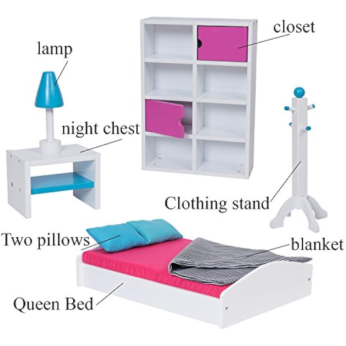 The New York Doll Collection Doll Bed & Bedroom Set Fits for 18 inch / 46cm Dolls - Doll Furniture Fits