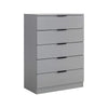 Home Source Bedroom Chest of Drawers Clothing Storage Cabinet, 5 Drawers, Grey