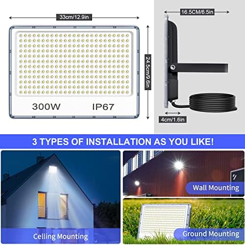 YIQIBRO 200W LED Floodlight Outdoor 2 Pack, IP67 Waterproof Outside Security Lights, 20000LM 7000K Cool White LED Floods Light Outdoor Spotlight for Garden, Garage, Warehouse, Workshop, Factory
