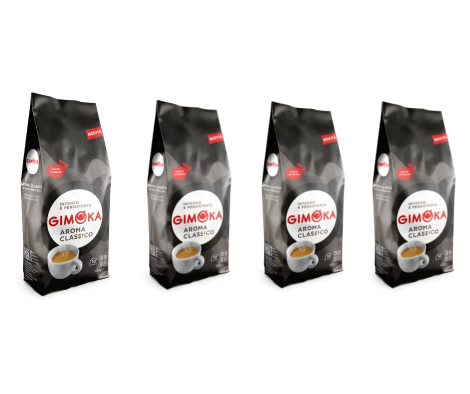 Gimoka Aroma Classico Coffee Beans, Light Roast Espresso Coffee Beans (4 packages of 1 kg)