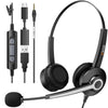 Wantek USB Headsets with Microphone,3.3m Length Noise Cancelling Headset Stereo Headphone for PC,Laptop USB/Type-C/3.5mm