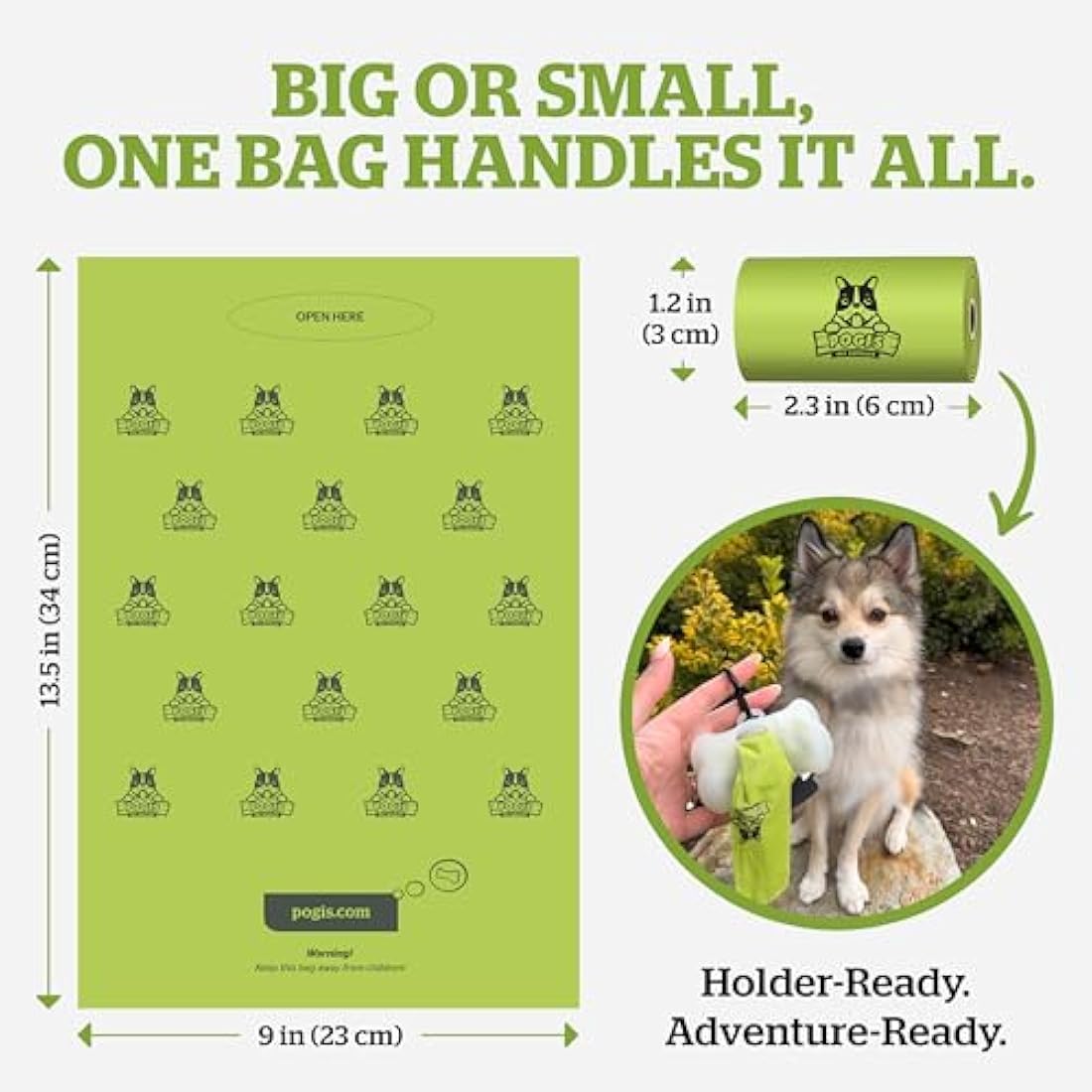 Pogi’s Dog Poo Bags – Biodegradable, Ultra Thick, Leak-Proof, Powder Fresh Scent, 150 Bags (10 Rolls)