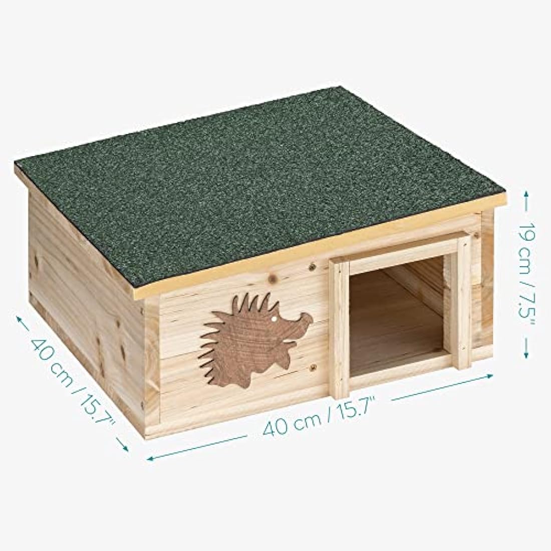 Navaris Wooden Hedgehog House - Protective Hedgehog Shelter Box for Outdoor, Garden - Hedgehog Den for Sleeping, Summer, Nesting, Winter Hibernation