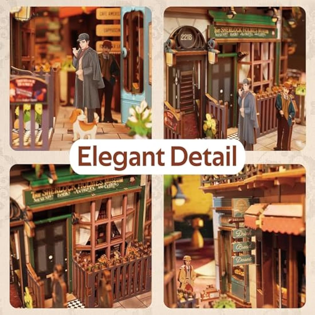 Tonecheer DIY Book Nook Kit Wooden Model Kit 3D Puzzle for Adults to Build Miniature House Kit Dollhouses Miniature House Kit Craft Kit with Light Christmas Birthday Gifts(Baker Street)