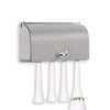 Toothbrush Holder, 304 Stainless Steel Dustproof Wall Mounted Self Adhesive Toothbrush Storage Organizer Stand Rack (9cm(4 Brush Slots))
