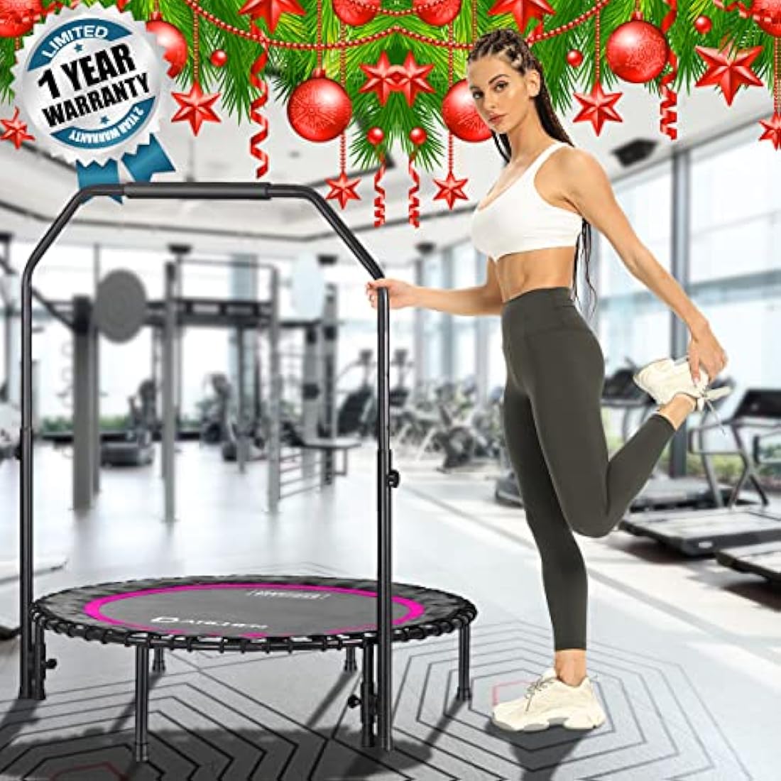 Darchen 200 KG Rebounder Mini Trampoline for Adults, Indoor Small Rebounder Exercise Trampoline for Workout Fitness for Quiet and Safely Cushioned Bounce Adults Kids [100 CM]