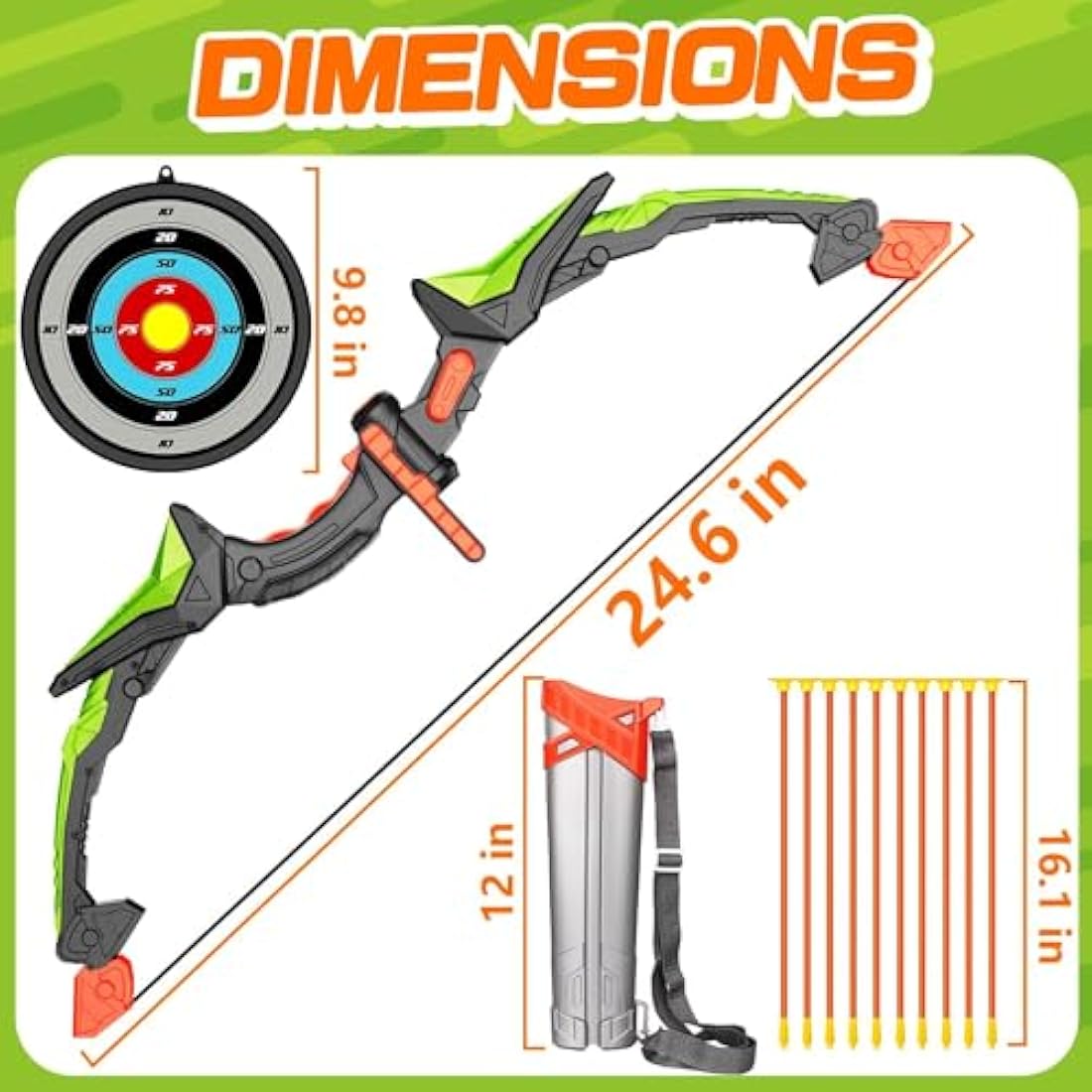 Hollyhi Bow Arrow Set for Kids, LED Light Up Archery Set Toys with 10 Arrows, Indoor Outdoor Shooting Games Hand-eye coordination Birthday Gifts for 5 6 7 8 9 10 11 12 13 14 Year Old Boys Girls