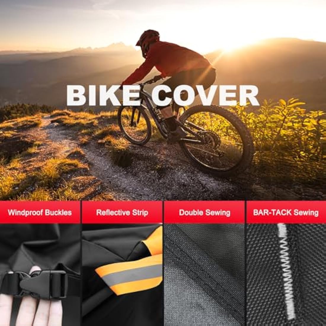 Zettum Bike Cover for Transport 1 Bikes - Bike Covers for Outside Storage on Rear Bike Rack Waterproof Outdoor & Heavy Duty, 600D PU Coating Bicycle Rack Covers for 1 Bikes on Car Hitch Travel Storage