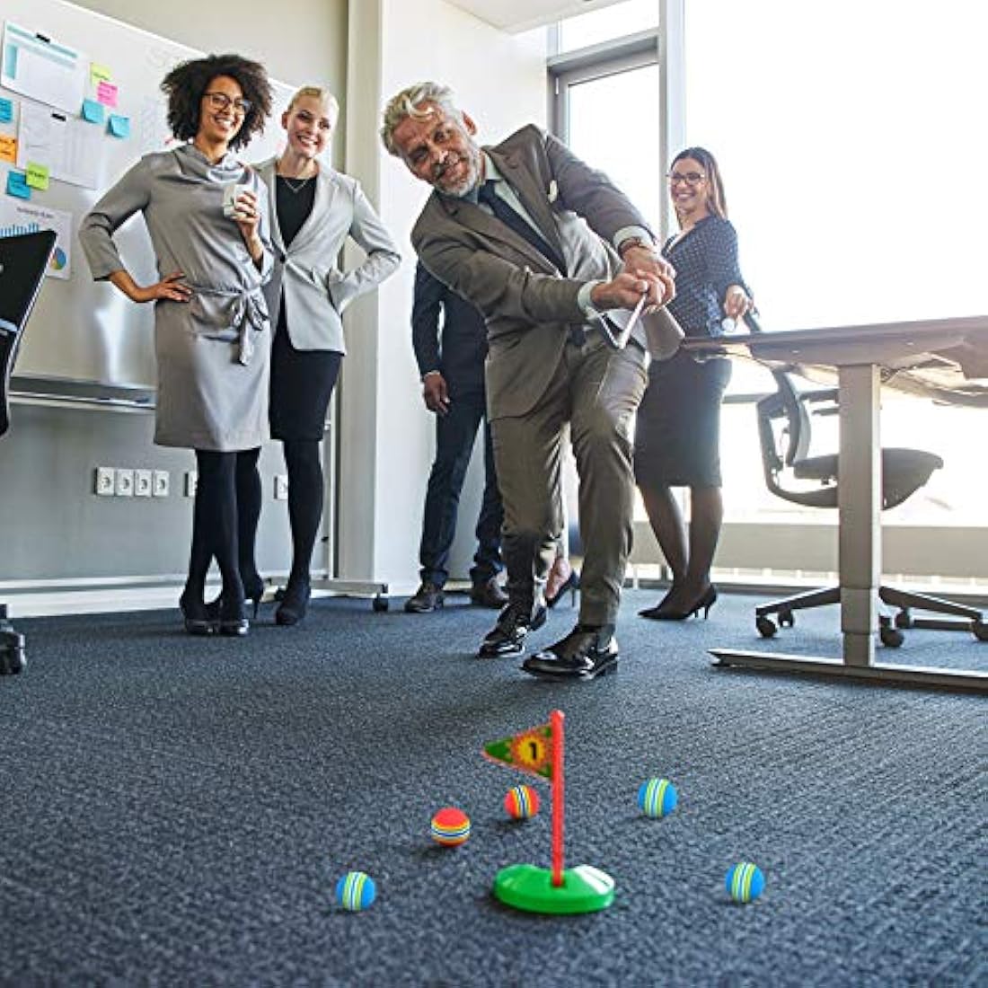 Xiaomoyu 26 Pcs Sponge Practice Golf Balls Training Balls, Rainbow Soft Foam Garden Golf Ball for Indoor, Outdoor Practice - Red/Blue