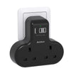 PD 20W Double Plug Extension with 3 USB Ports (2 USB-C), 2 Way Multi Plug Adaptor, 13A UK 3 Pin Socket Extension for Home, Office, Travel and School