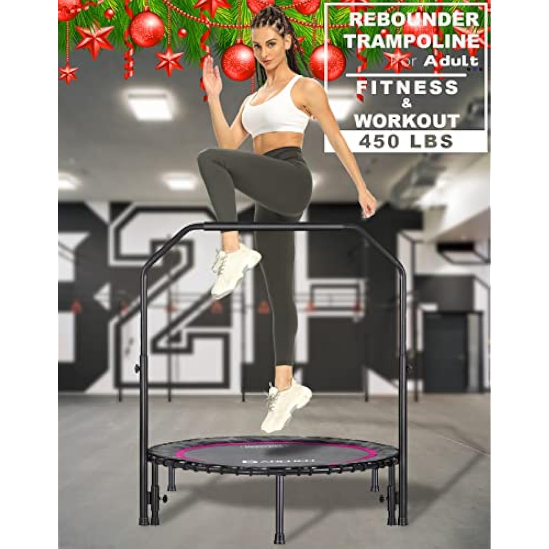 Darchen 200 KG Rebounder Mini Trampoline for Adults, Indoor Small Rebounder Exercise Trampoline for Workout Fitness for Quiet and Safely Cushioned Bounce Adults Kids [100 CM]