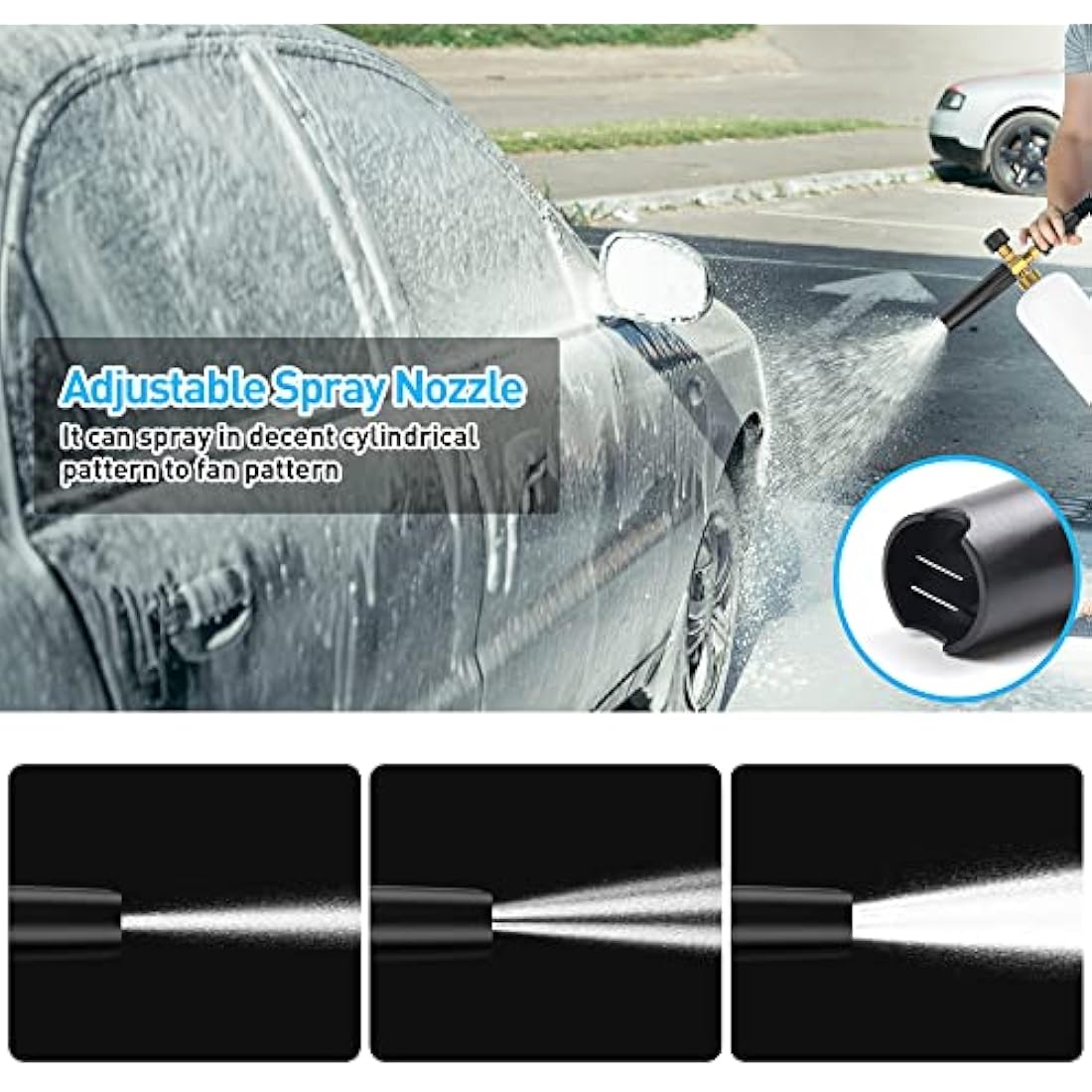 Stone Banks Snow Foam Lance for Karcher K Series K2 K3 K4 K5 K6 K7 Pressure Washer, 1L Adjustable Foam Cannon Gun High Pressure Soap Dispenser Bottle Spray Nozzle for Car Washing Vehicle Cleaning