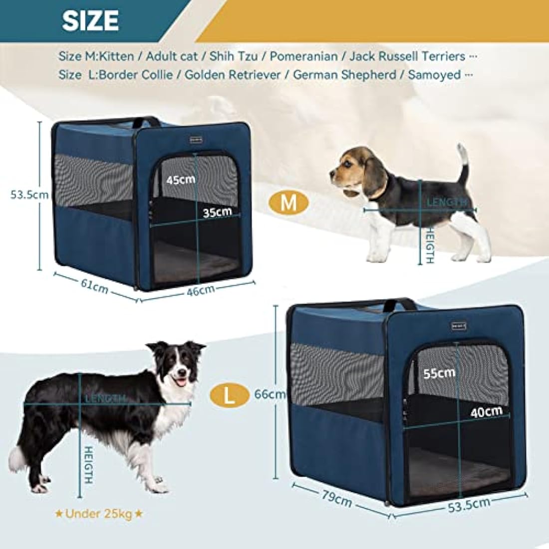 Petsfit Dog Travel Crate,Collapsible Dog Crate, Upgrade Zipper and Strengthen The Seam, to Prevent from Escaping,Soft Dog Crate with Fleece Mat