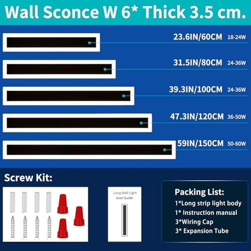 Modern 120cm LED Outdoor Wall Light, 2pack 42W 2520LM 3 Colour Temperature 3000k/4500k/6500k Wall Sconce, IP65 Rainproof Acrylic Outdoor Long Wall Light for Corridor, Villa, Balcony, Patio