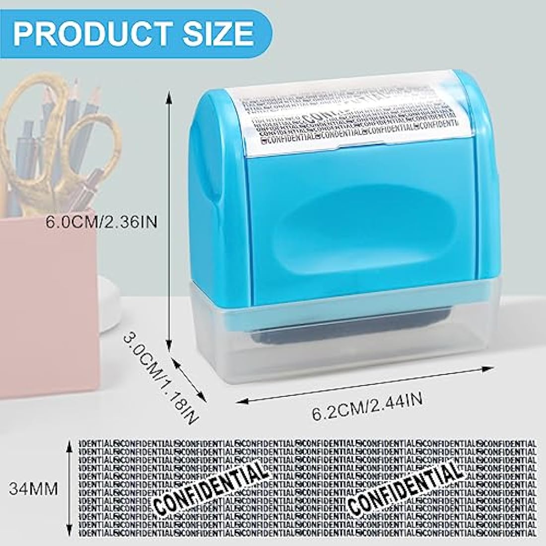 AUXHCYL Confidential Roller Stamp, Data Defender, Identity Theft Protection Roller Stamp, Including 3-Pack Refills, Anti Theft and Privacy Safety(Blue)