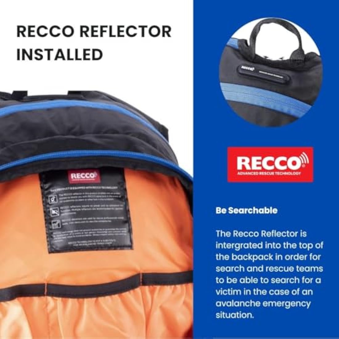 TerraWest Core Avalanche Kit,Ski Backpack Including Recco & Removable Back Protector, Hydration Bladder, Core Plus Shovel, Core 240 cm Quick Lock Probe, Backcountry Skiing, Snowboarding (Black)